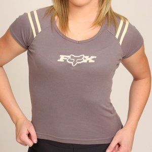 FOX T-Shirt Motocross Fitted SHIRT Gray STRETCH Cotton Small